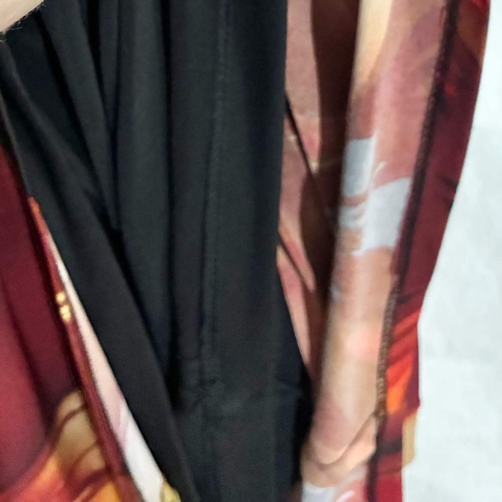 Cache Sunset 90s Y2K Dress Sz L faux Wrap Art to Wear Fitted Spandex Stretchy - Picture 4 of 8